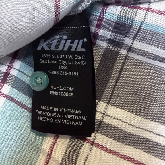 KÜHL Lexi Long-Sleeve Shirt Women’s Medium Gray–Green Plaid UPF 30 EUC - Picture 6 of 12
